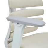 Reposabrazos blanco de la silla de oficina profesional ERGO LINE W con almohadilla gris y funda de tela beige de hjh OFFICE