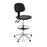 Silla de mostrador negra TOP WORK 24 I con reposapiés y base metálica de cinco radios de hjh OFFICE