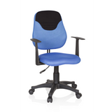 Silla giratoria para niños KIDDY STYLE azul con respaldo de malla, reposabrazos y base de cinco ruedas de hjh OFFICE – vista de 360° (vista frontal 20°)