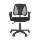 Silla giratoria para niños KIDDY CD en color negro con respaldo de malla y base de cinco ruedas de hjh OFFICE – vista de 360° (vista frontal 0°)