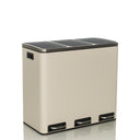 Papelera Clean 9 beige con tres compartimentos y pedales plateados de hjh OFFICE