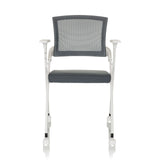 silla plegable PRIORITY II W gris con respaldo de malla, reposabrazos y ruedas de hjh OFFICE – vista de 360° (vista frontal 0°)
