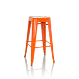 Taburete de bar VANTAGGIO HIGH naranja con cuatro patas y reposapiés integrados de hjh OFFICE – vista de 360° (vista frontal 15°)