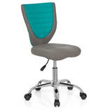 Silla giratoria para niños KIDDY COMFORT en color gris turquesa con base de estrella y cinco ruedas de hjh OFFICE – vista de 360° (vista frontal en diagonal 40°)