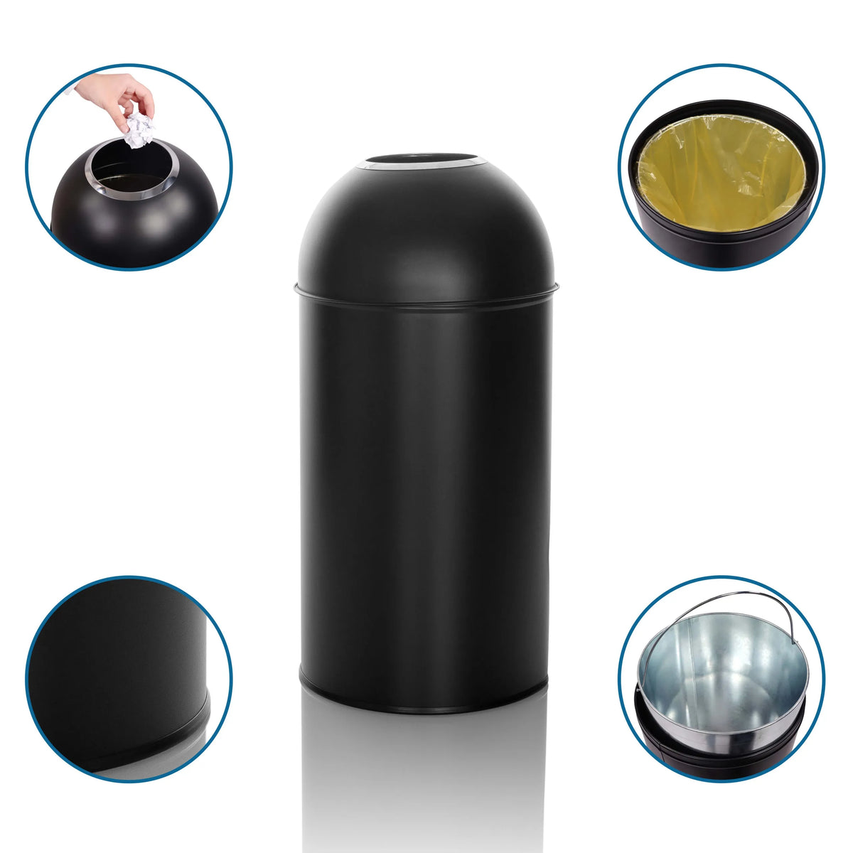 Papelera negra CLEAN OR 50 con cubo interior extraíble y bolsa de basura de hjh OFFICE