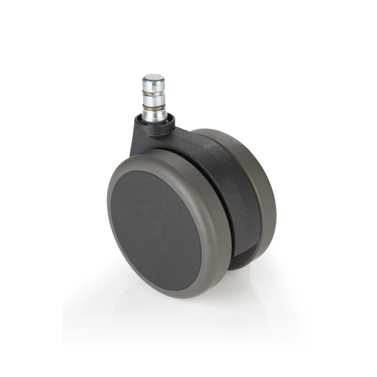 Ruedas para sillas 5x ROLO No-Noise 11mm/75mm negras para suelos duros con pin de metal plateado de hjh OFFICE – vista de 360° (vista trasera 180°)