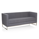 Dunkelgraues Loungesofa BARBADOS als Drei-Sitzer mit Metallgestell von hjh OFFICE – 360-Grad-Ansicht (schräge Rückenansicht 120°)