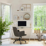 Silla Home Office SOLAO LIFE en gris oscuro en un escritorio blanco de hjh LIVING