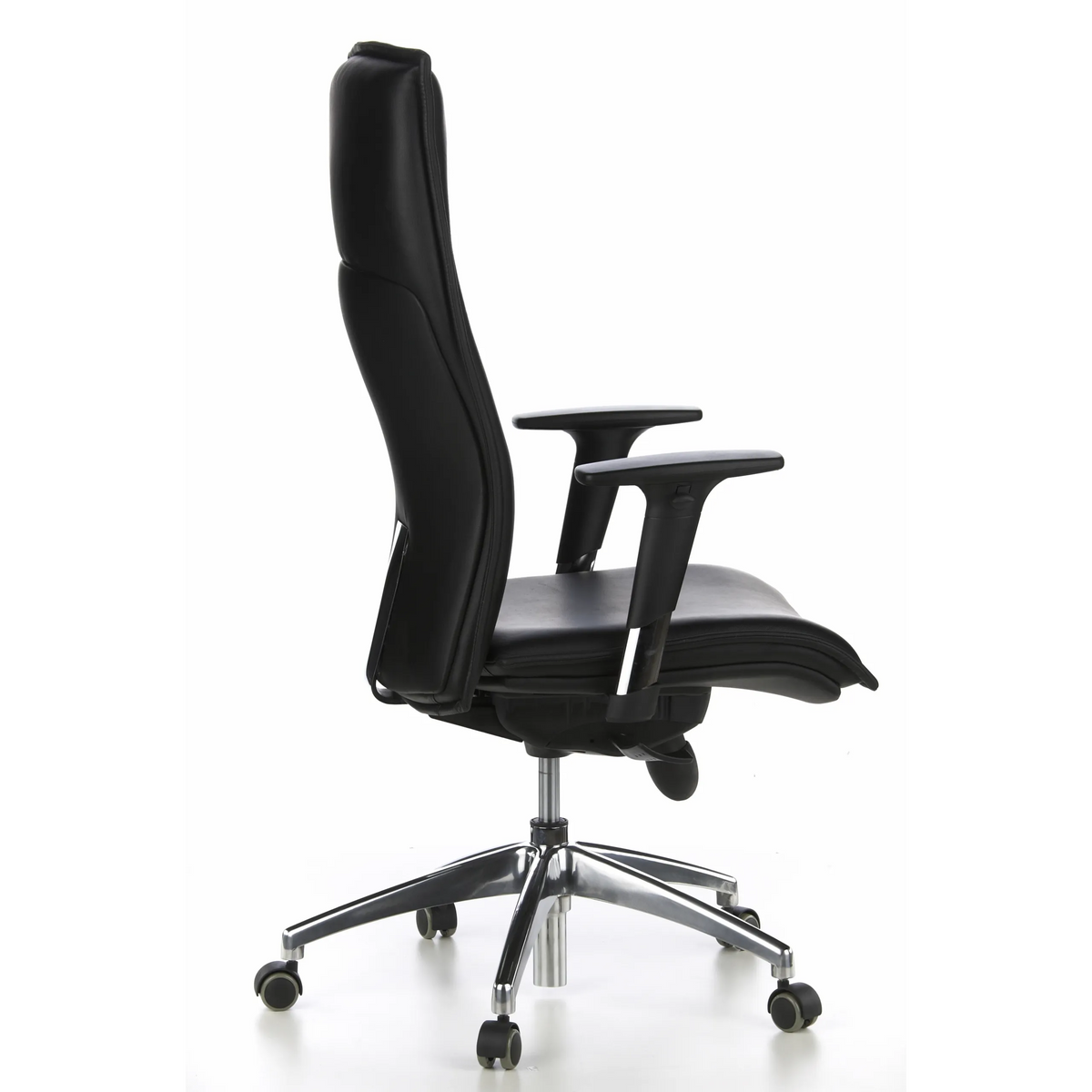 Sillón de alta gama MURANO 20 negro con reposabrazos y base de cinco ruedas de hjh OFFICE – vista de 360° (vista lateral 100°)