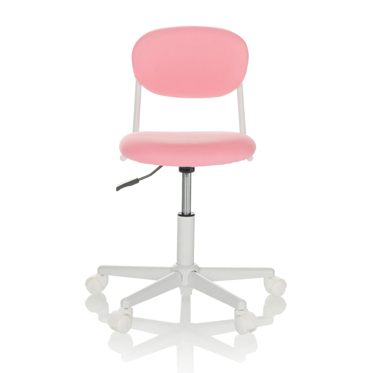 Silla giratoria para niños KIDDY BASE I en color rosa con base de estrella y cinco ruedas de hjh OFFICE – vista de 360° (vista frontal 0°)