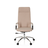 Silla Home Office SARANTO PLUS I beige con reposabrazos y base de cinco ruedas de hjh OFFICE – vista de 360° (vista frontal 0°)