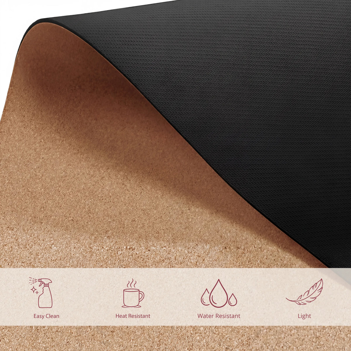 Vista de materiales en dos colores de la Alfombrilla de Escritorio Padflux Terra en marrón con superficie superior negra de hjh OFFICE