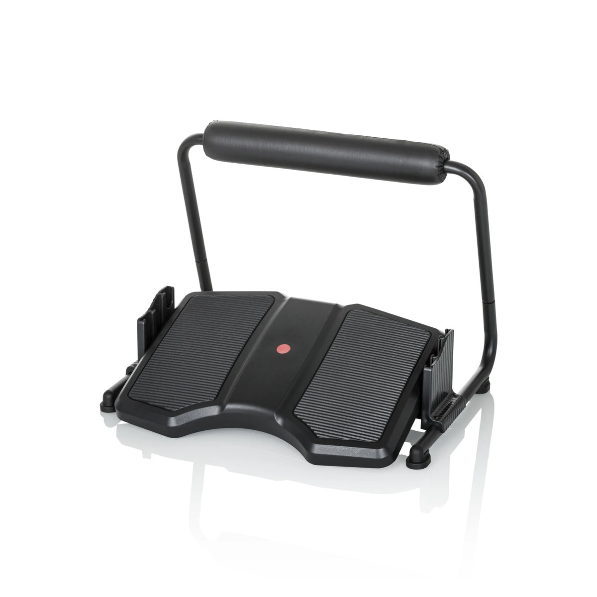 Reposapiés PODI F negro con superficie estriada y un asa de hjh OFFICE – vista de 360° (vista frontal 0°)