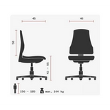 Dibujo técnico de la Silla Home Office WELLPOINT 10 con una anchura de 46 cm de Topstar