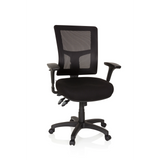 Sillón de oficina profesional IMPACT PRO negro con respaldo de malla y base de cinco ruedas de hjh OFFICE – vista de 360° (vista frontal 20°)