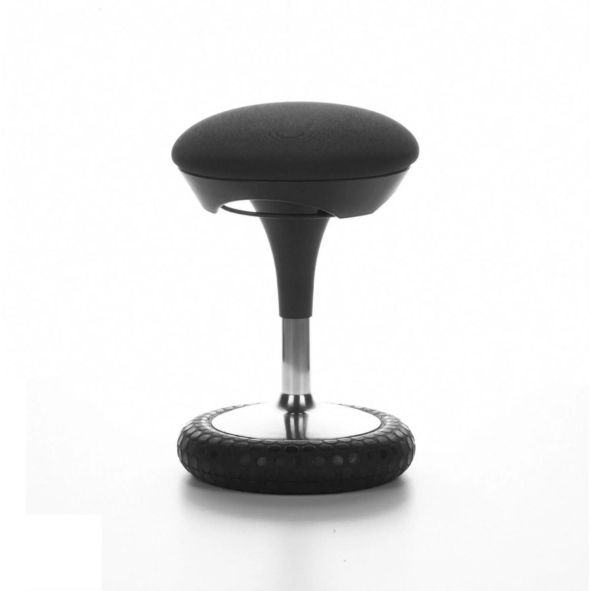 Asiento de pie SITNESS 20 negro con asiento acolchado y base redonda de Topstar – vista de 360° (vista lateral 100°)