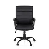 Sillón de oficina Home Office ERGOSMOOTH BIG negro con tapicería acolchada y base de cinco ruedas de hjh OFFICE – vista de 360° (vista frontal 0°)