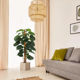 Planta artificial verde EPIPREMNUM en una maceta de hormigón cuadrada de hjh OFFICE
