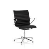 Silla de confidente negra PARIBA V IV con tapicería acolchada y base de cinco ruedas de hjh OFFICE – vista de 360° (vista frontal 20°)