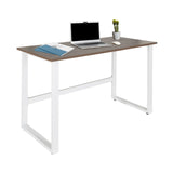 Escritorio WORKSPACE LIGHT I en nogal y blanco con portátil, ratón y cuaderno de hjh OFFICE