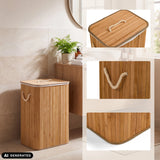 Cesta de ropa Falster 72 de bambú con asas de cuerda y tapa de hjh LIVING (imagen generada por IA)