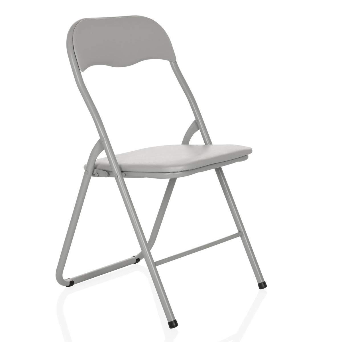 Silla plegable TUDELA BASIC gris con asiento y respaldo acolchados de hjh OFFICE – vista de 360° (vista frontal en diagonal 45°)
