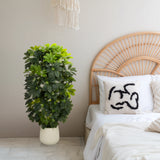 Planta artificial verde Schefflera 2 en una maceta blanco crema de hjh OFFICE