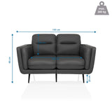 Dibujo acotado del Sofá de diseño VINTALUX con un ancho de 143 cm y una altura de 90 cm de hjh LIVING