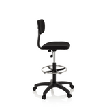 Silla de mostrador TOP WORK 05 negra con reposapiés y base de cinco ruedas de hjh OFFICE – vista de 360° (vista lateral 80°)