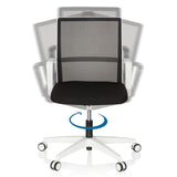 Función giratoria e inclinación del respaldo de la Silla de oficina profesional MOVE-TEC NET 3D W en blanco-negro de hjh OFFICE