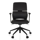 Silla de oficina profesional ATMOS DESIGNER negra con reposabrazos y base de cinco ruedas de hjh OFFICE – vista de 360° (vista frontal 0°)