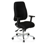 Silla de oficina profesional ZENIT COMFORT negra con reposabrazos y base de cinco ruedas de hjh OFFICE – vista de 360° (vista frontal en diagonal 40°)