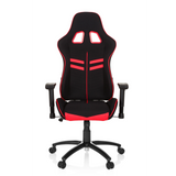 Silla gaming LEAGUE PRO I en negro y rojo con dos aberturas para el reposacabezas y base de cinco ruedas de hjh OFFICE – vista de 360° (vista frontal 0°)