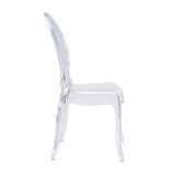 Vista de perfil de la silla de cuatro patas transparente CRISTALIO de hjh LIVING