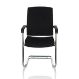 Silla de viga voladiza LEVIA VP negra con reposabrazos y estructura cromada de hjh OFFICE – vista de 360° (vista frontal 0°)