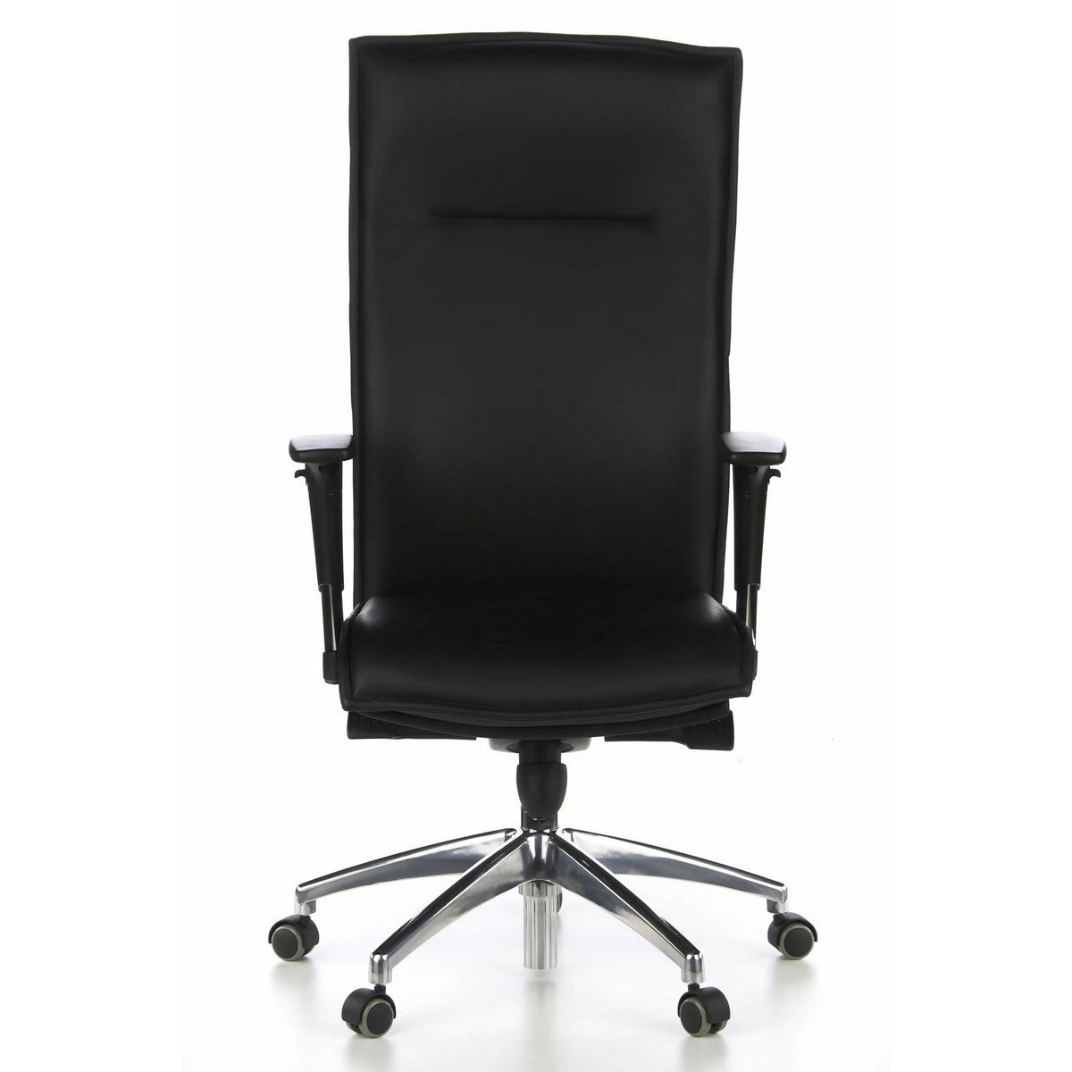 Sillón de alta gama MURANO 20 negro con reposabrazos y base de cinco ruedas de hjh OFFICE – vista de 360° (vista frontal 0°)
