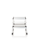 Silberne Klappleiter SOLID VI aus Aluminium mit zwei Stufen von hjh OFFICE – 360-Grad-Ansicht (Frontansicht 0°)
