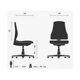 Dibujo técnico de la Silla giratoria para niños MAXX KID con una altura del asiento de 40 a 49 cm de Topstar