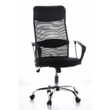 Sillón de oficina Home Office ARIA HIGH negro con respaldo de malla y base de cinco ruedas de hjh OFFICE – vista de 360° (vista frontal 20°)