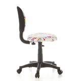 Silla giratoria para niños KIDDY TOP con estampado colorido de corazones y flores y base de cinco ruedas de hjh OFFICE – vista de 360° (vista lateral 100°)