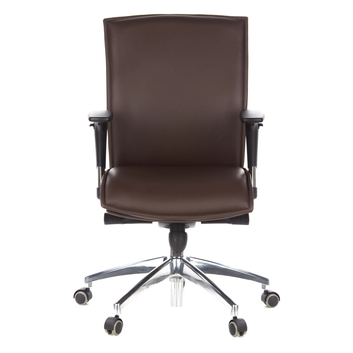 Sillón de alta gama MURANO 10 marrón oscuro con reposabrazos y base de cinco ruedas de hjh OFFICE – vista de 360° (vista frontal 0°)