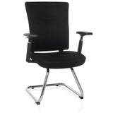 Silla viga voladiza CAPTIVO PRO V negra con reposabrazos y tapizado en tela de hjh OFFICE – vista de 360° (vista frontal 15°)