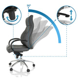 Respaldo ajustable con inclinación de 90 grados y palanca de mando del sillón de oficina profesional ELEGANCE I de hjh OFFICE