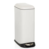 Papelera CLEAN SLIM blanca con pedal y tapa redondeada de hjh OFFICE – vista de 360° (vista frontal 15°)