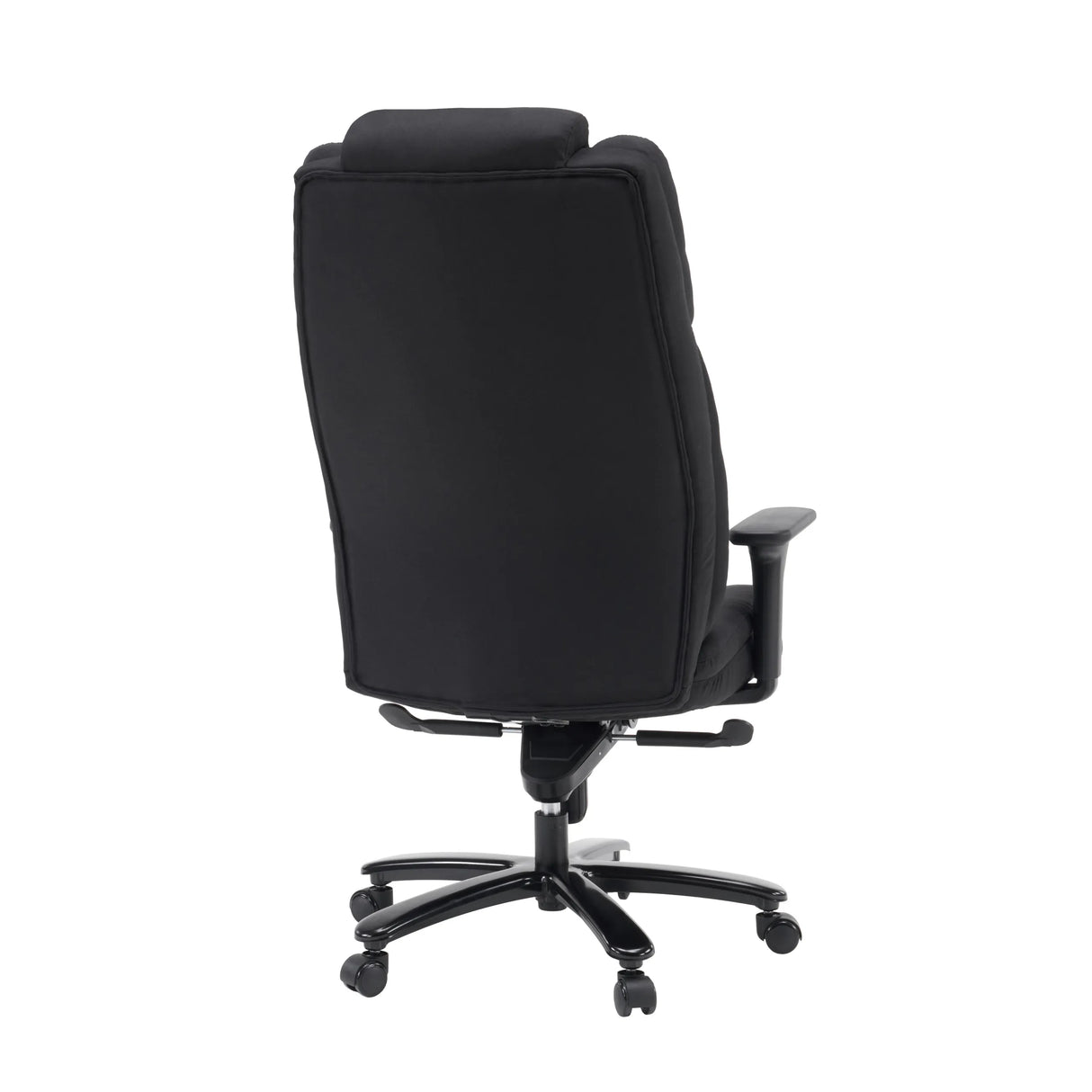 Vista trasera de la silla giratoria XXL Pullmann Gen2 negra con tapizado de tela y cinco ruedas de hjh OFFICE