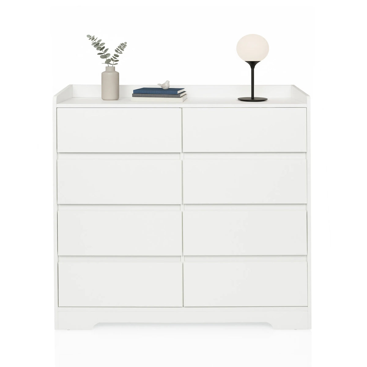 Cómoda blanca OSOYRO con ocho cajones sin tiradores de hjh LIVING