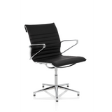 Silla de confidente negra PARIBA V IV con tapicería acolchada y base de cinco ruedas de hjh OFFICE – vista de 360° (vista frontal en diagonal 40°)