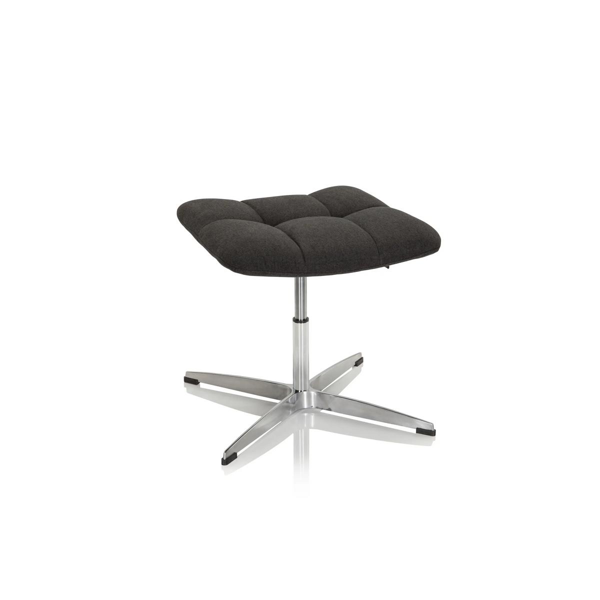 Taburete tapizado negro SARANTO con asiento cuadrado y base de estrella de metal de hjh OFFICE – vista de 360° (vista frontal 20°)