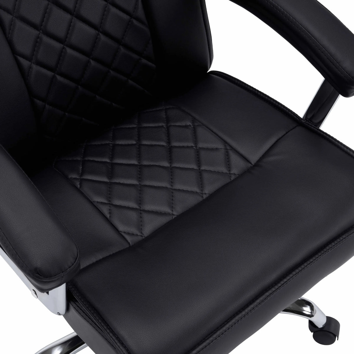 Asiento y respaldo acolchados en negro de la Silla Home Office Relax Prestio de MyBuero