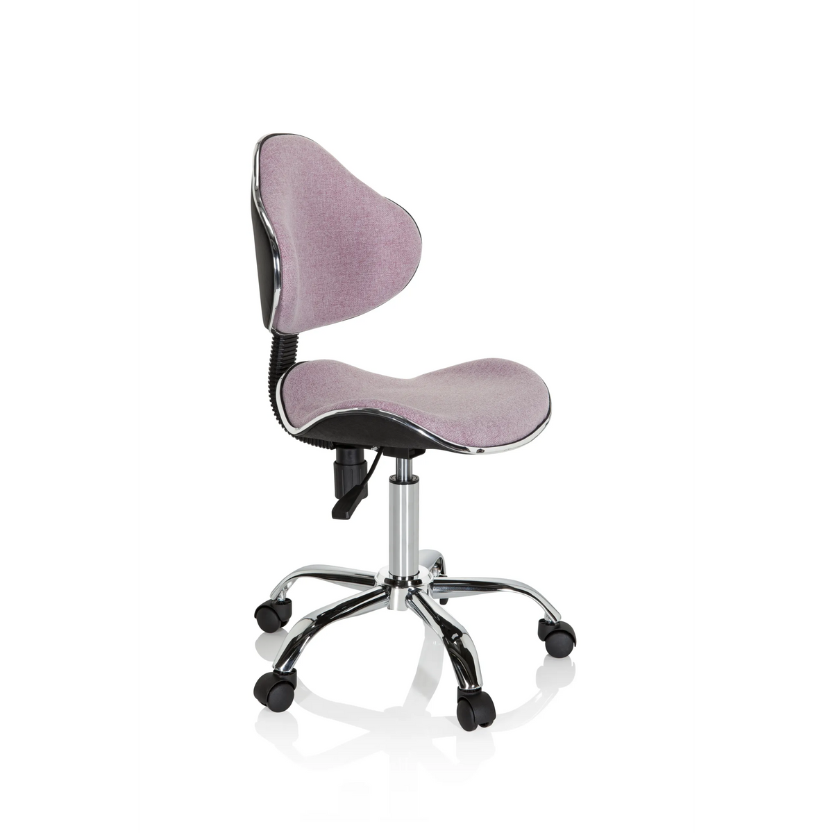 Silla giratoria para niños KIDDY GTI-3 rosa con base brillante y cinco ruedas de hjh OFFICE – vista de 360° (vista frontal en diagonal 60°)